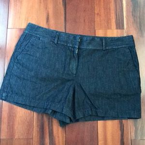 The Loft dark wash denim shorts.